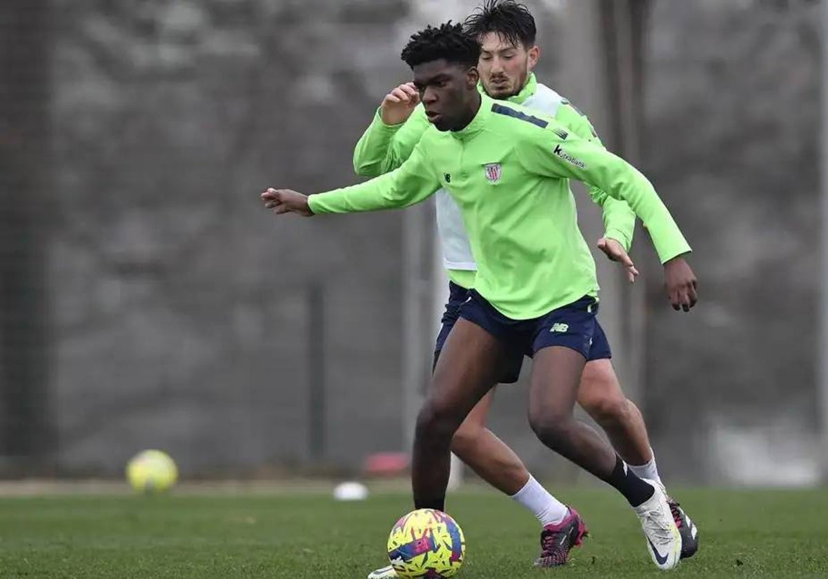 Junior Bita y Vencedor en un entrenamiento en Lezama.