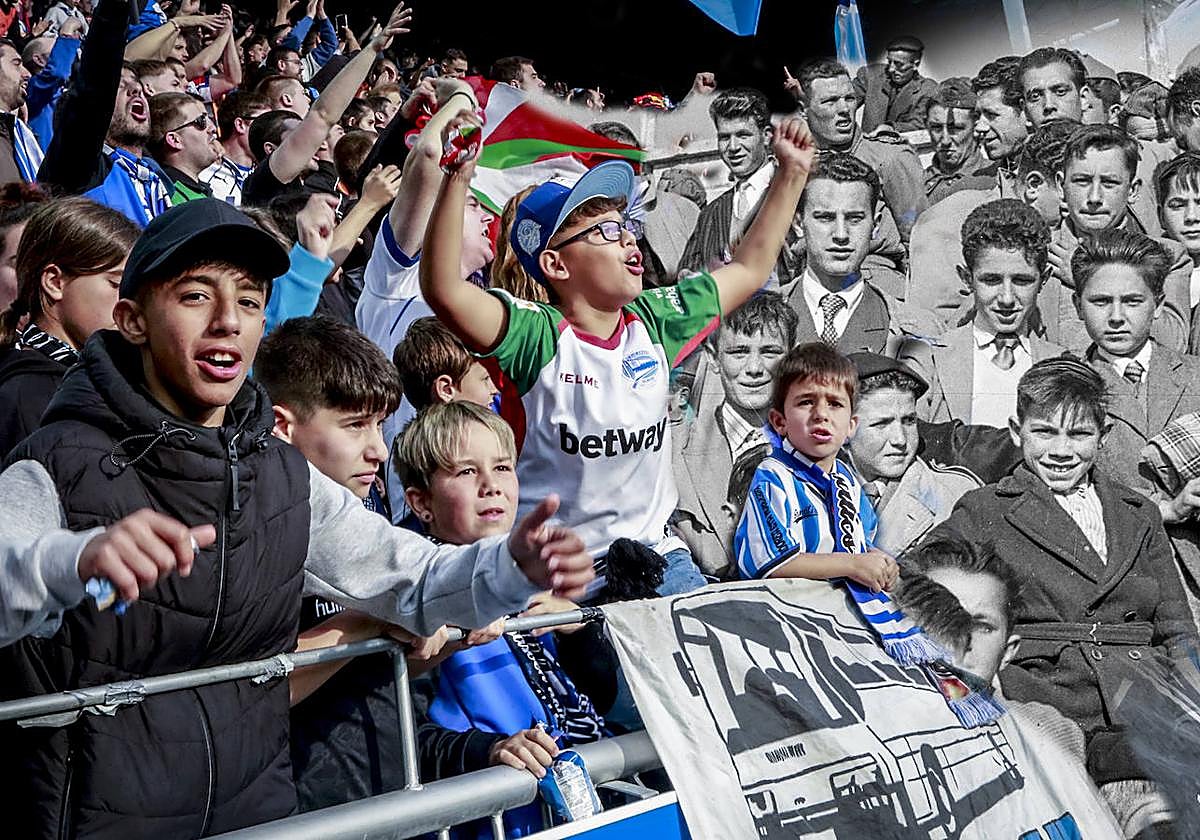 El ayer y hoy de la grada de Mendizorroza, con la misma ilusión.