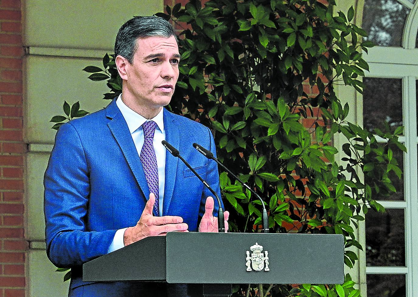 El presidente del Gobierno, Pedro Sánchez, en la comparecencia de este lunes.