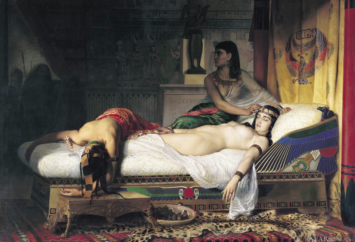 Una imagen idealizada de la reina en La 'Muerte de Cleopatra', porJean André Rixens (1846-1925)