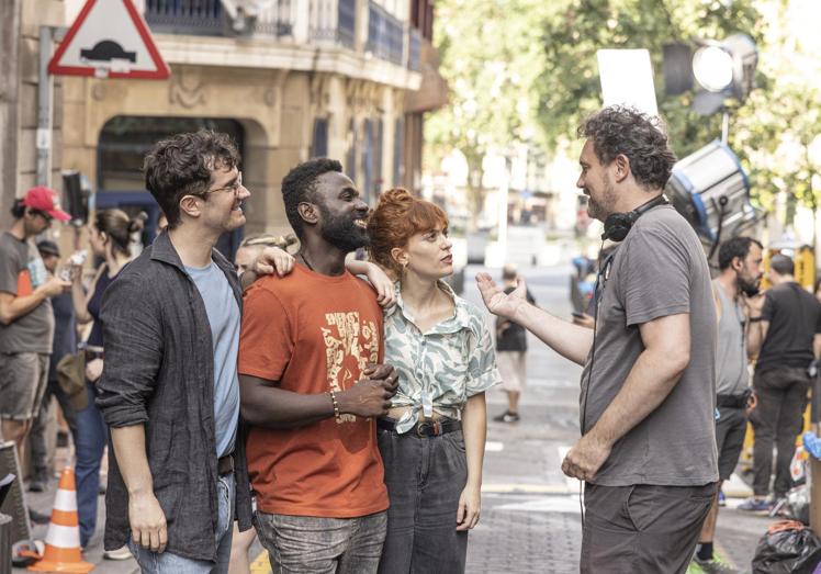 Un momento del rodaje de la seire en Bilbao.