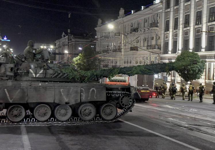 Un tanque de Wagner, en Rostov,