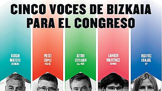 Hoy a las 12 horas, debate entre los cinco candidatos por Bizkaia al Congreso en EL CORREO