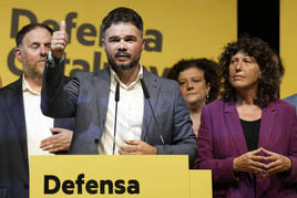 Gabriel Rufián, candidato de ERC valorando los resultados electorales