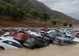 Coches afectados por una gota fría en 2019, en Alicante.