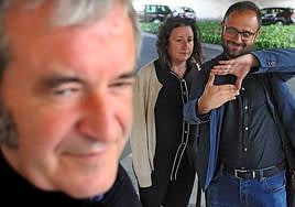 El músico Bingen Mendizabal, la productora Ainhoa Urgoitia y el realizador Aitor López de Aberásturi , en la realizacion del documental Bidean Jarraituz.