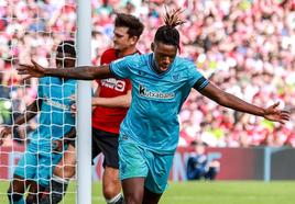 Nico Williams celebra el gol del Athletic.