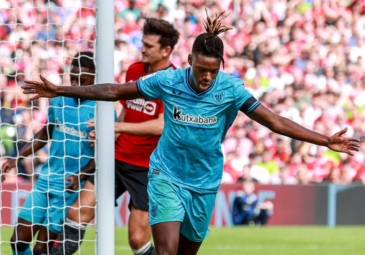 Nico Williams celebra el gol del Athletic.