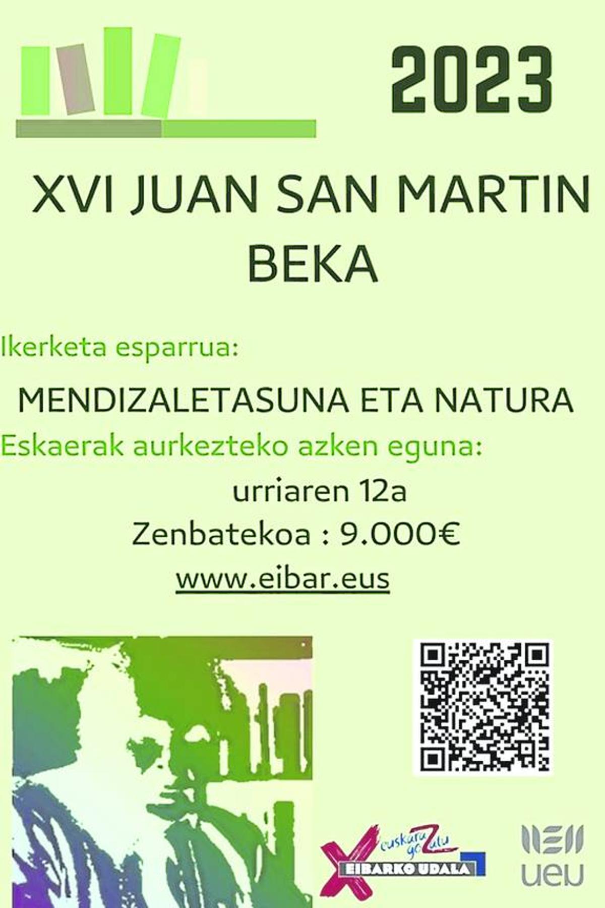 Anuncio de la XVI Beca Juan San Martín de investigación.