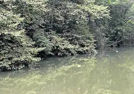 Boyas colocadas en el río, en Maltzaga, para analizar las consecuencias del cambio climático.