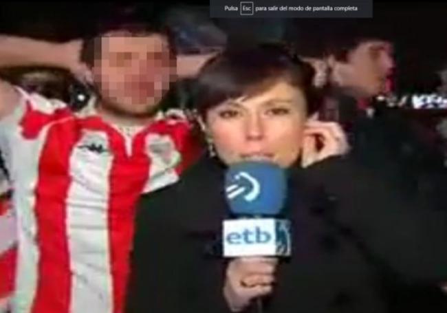 En 2009, durante una conexión para informar sobre la celebración del pase del Athletic a la final de la Copa del Rey.