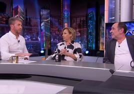 Pablo Motos, Carmen Machi y Karra Elejalde durante la entrevista en 'El Hormiguero'