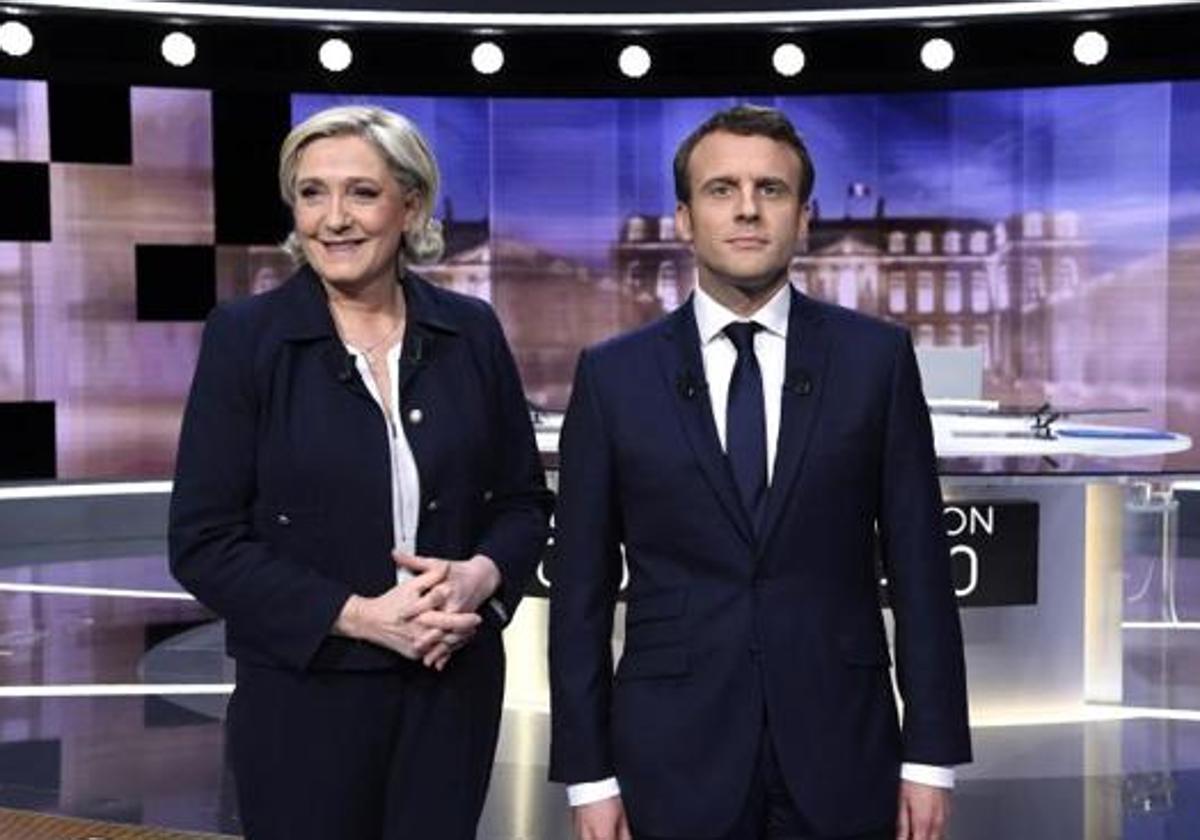 Le Pen y Macron durante un debate electoral.