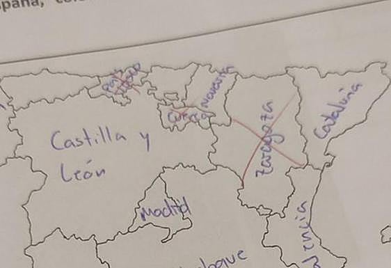 Imagen del ejercicio de Geografía del alumno.