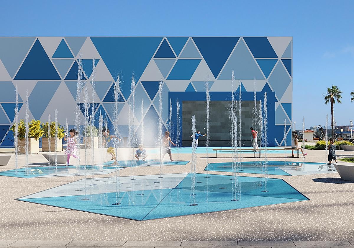 Infografía del proyecto final de la regeneración en la explanada del puerto.