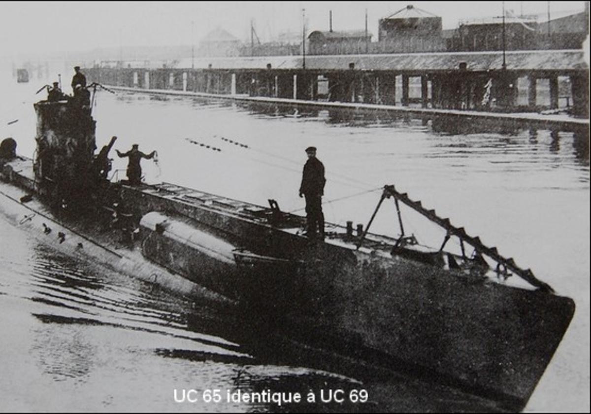 El submarino alemán UC 65, hermano del UC 69 que actuó frente a la costa vizcaína.