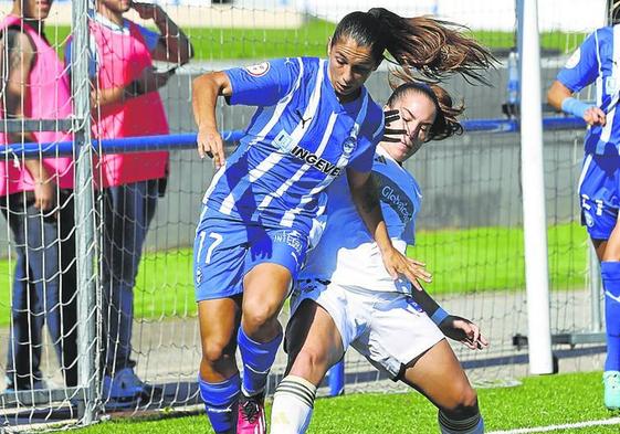 Judith salva la entrada de una jugadora del Alba.