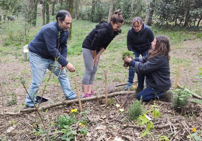 Mentxu Amunategi muestra varias especies de plantas.