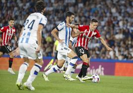 Ander Herrera salió tocado del derbi de Anoeta.