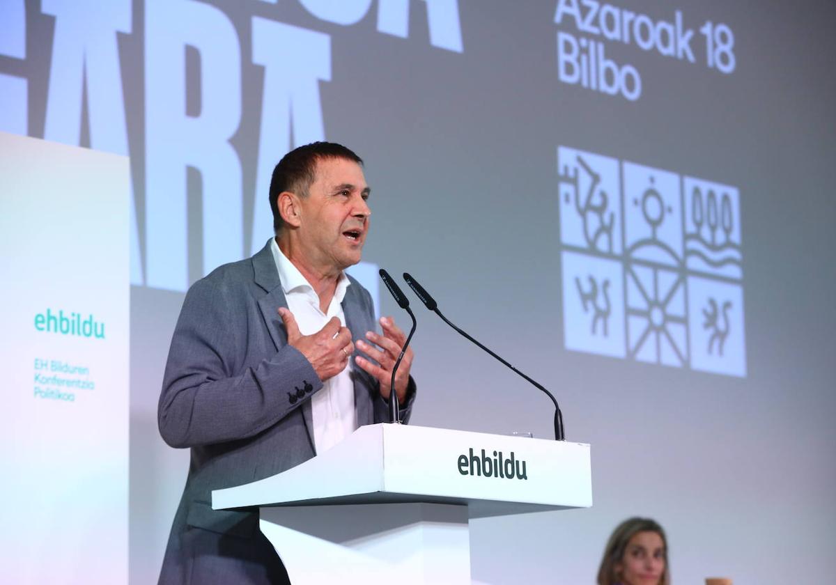 Otegi, en la conferencia política de EH Bildu de este sábado.