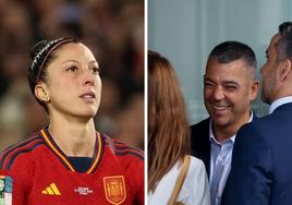 Jenni Hermoso, durante la final del Mundial. / Rubén Rivera, a su llegada el martes a la Audiencia Nacional.