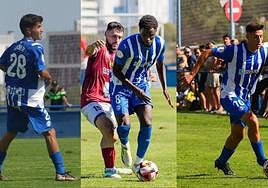 A la izquierda, Ander Sánchez. En el centro, el oscense Selu Diallo. Y a la derecha, el vitoriano Unai Ropero.