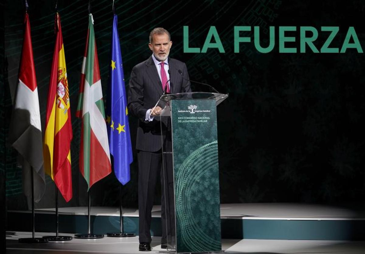 El Rey, esta mañana, en su intervención en el congreso que se está celebrando en el Euskalduna.