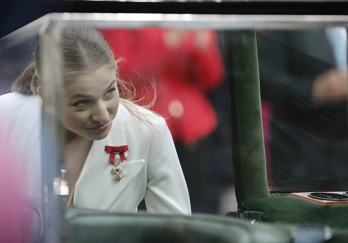 La Princesa Leonor, llegando a la jura de la Constitución.