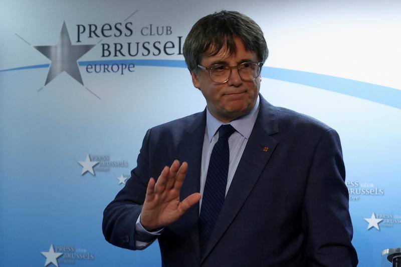 Puigdemont, durante la rueda de prensa en Bruselas.