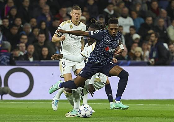 Djaló jugó y marcó contra el Madrid en la Champions.