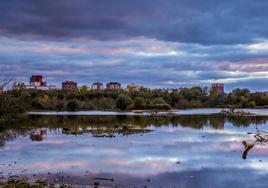 El humedal de Salburua, durante un atardecer de este otoño.