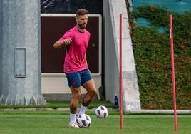 Yeray, en un entrenamiento del Athletic.