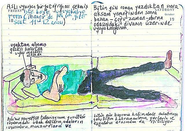 Pamuk tumbado, «tras pasar el día entero escribiendo».