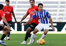 Guevara, durante el partido contra el Mallorca.