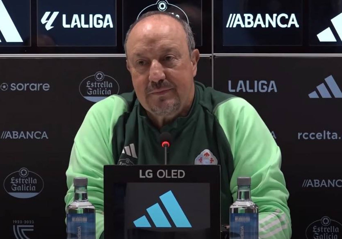 Rafa Benítez en la rueda de prensa previa al Sestao River-Celta de Vigo.