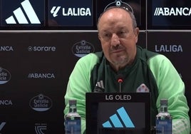 Rafa Benítez en la rueda de prensa previa al Sestao River-Celta de Vigo.