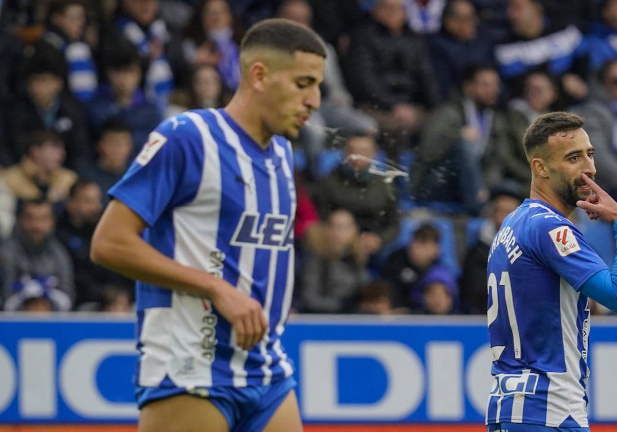 Abqar, junto a Abde, durante el partido ante Las Palmas.