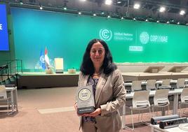 Mercedes Maroto-Valer, ganadora del premio 'Mujer innovadora' de Net-Zero, en la Cumbre del Clima que se celebra estos días en Dubái.