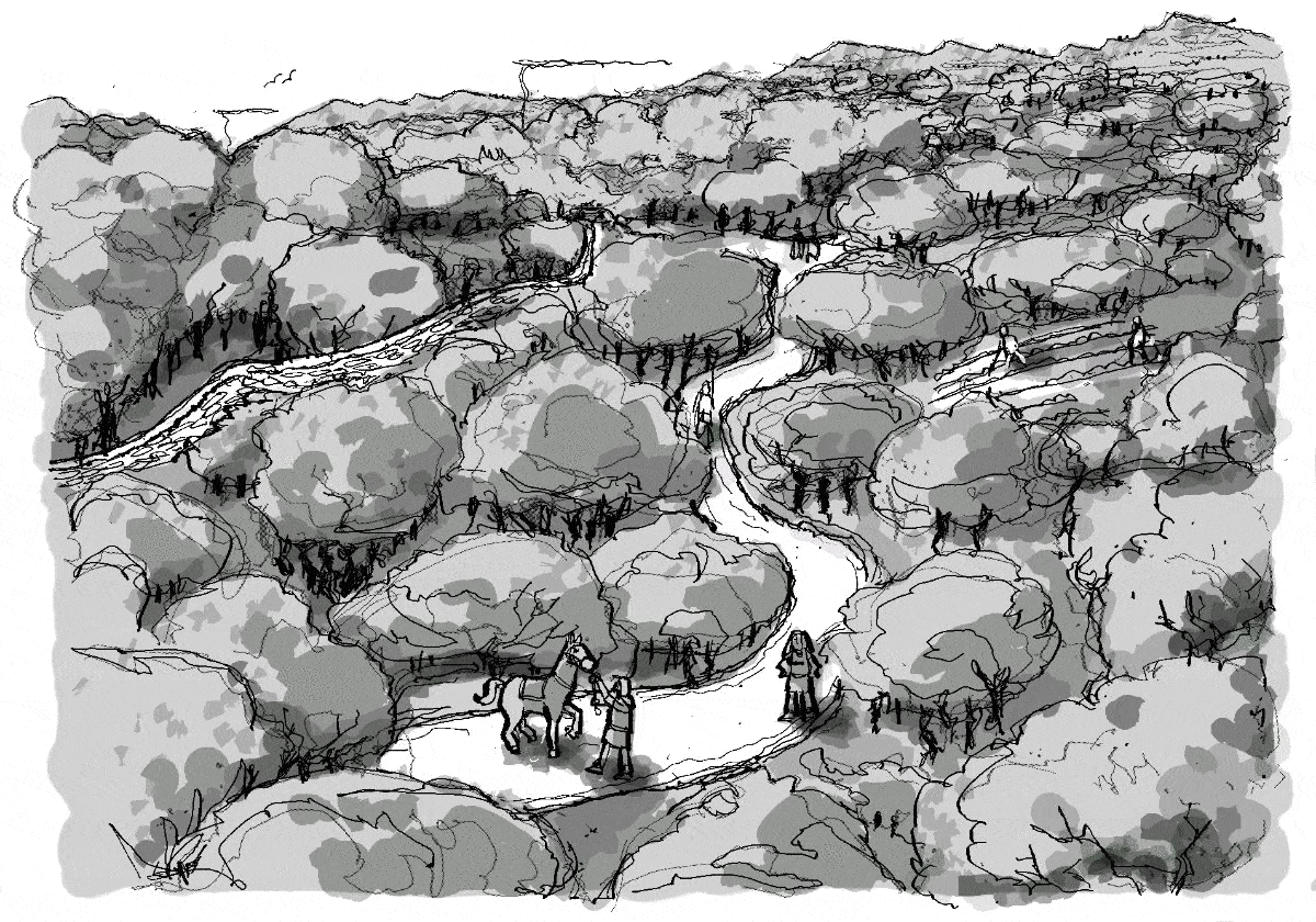 Recreación de cómo se realizó la calzada romana Iter 34 a su paso por Álava.