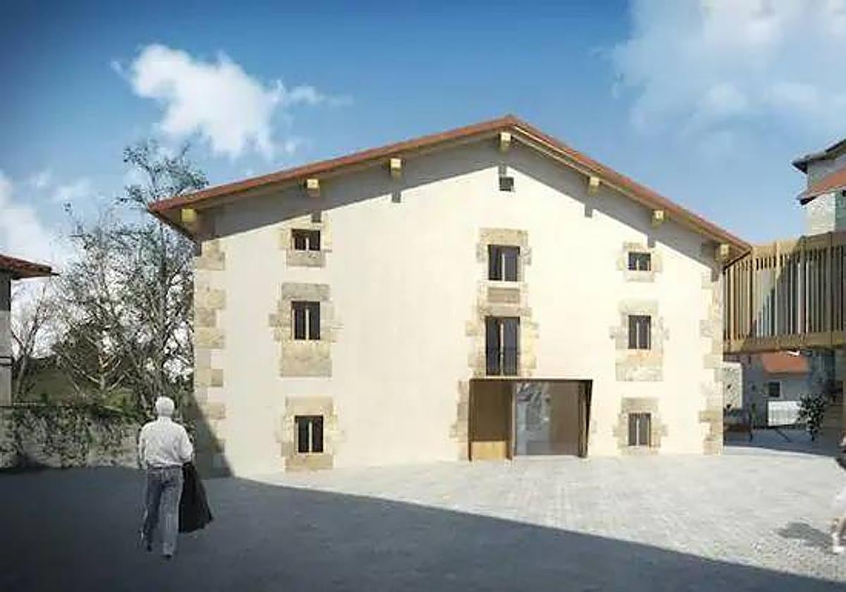 Infografía de la futura casa de cultura de la localidad tras la transformación del edificio de Sanjuangoa-Elexpe.