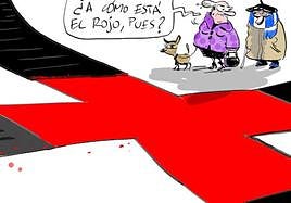 La viñeta de Cerrajería y los cruces rojos de los 'bidebeltzas'