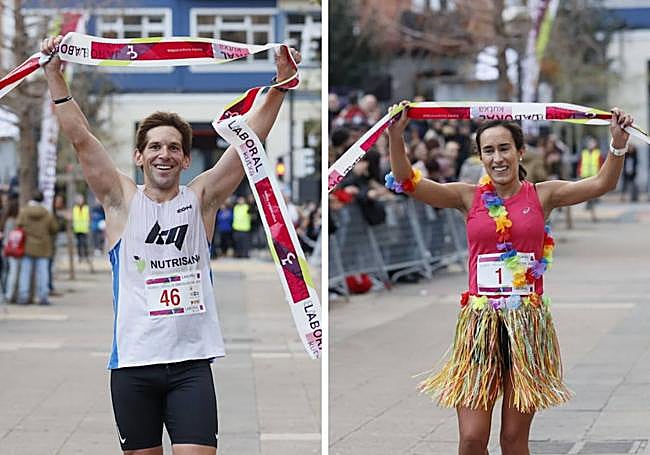 A la izquierda, Kristian Quintans, que ha finalizado primero en la categoría masculina, y a la derecha, Nerea Iturriaga, que se ha llevado la victoria entre las féminas.