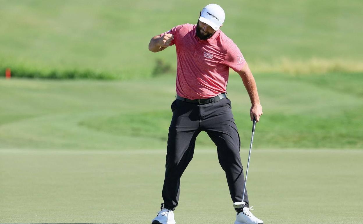 Rahm celebra la victoria.