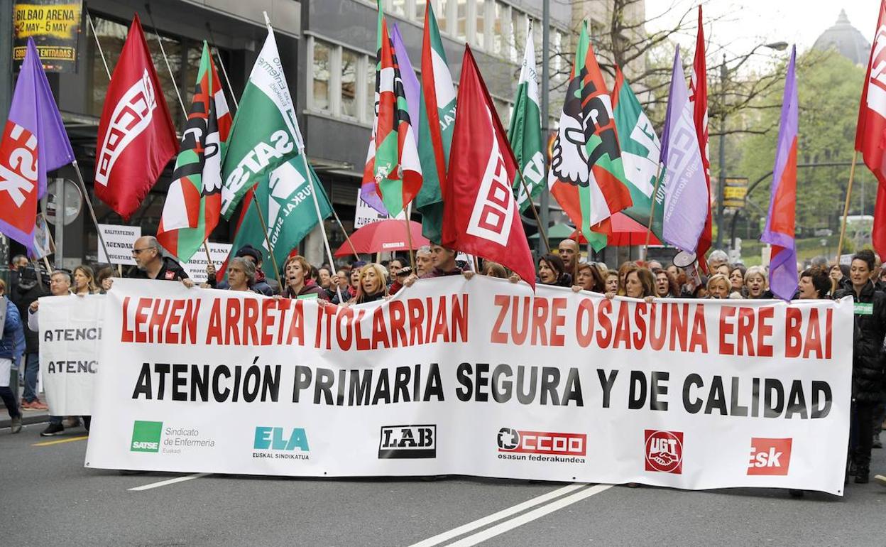 Manifestación de los trabajadores de Atención Primaria de Osakidetza en 2019.