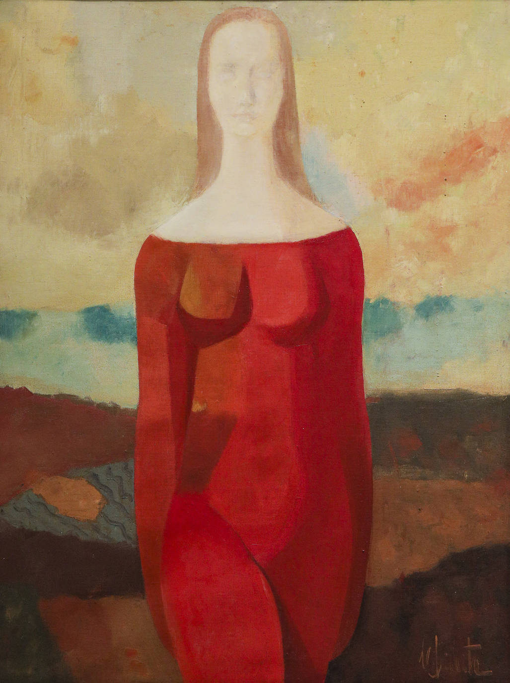 'Mujer en un paisaje', óleo sobre tela de 1961.