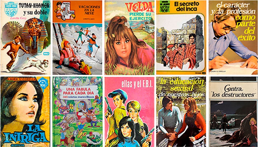 Portadas de sus libros, alguno firmado con el seudónimo de Loretta Grey.