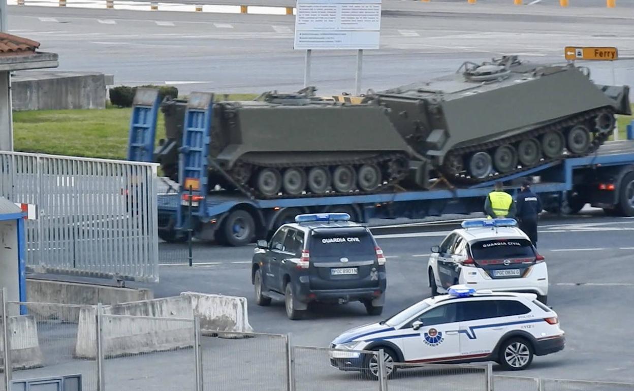 Los blindados llegaron al Puerto de Bilbao la pasada semana. 