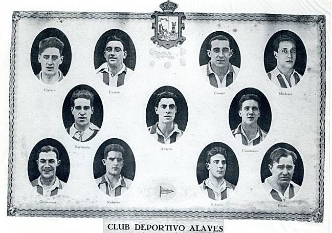 Orla de la plantilla del Alavés de la temporada 1927-28.