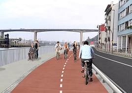 Recreación del futuro bulevar en el tramo que avanza desde Bilbao hacia Erandio