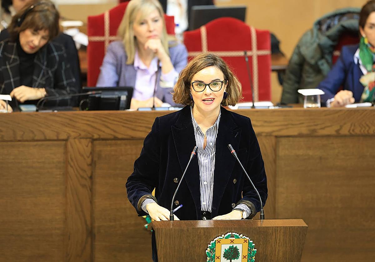 Elixabete Etxanobe este miércoles por la mañana en la sesión de control de Juntas Generales